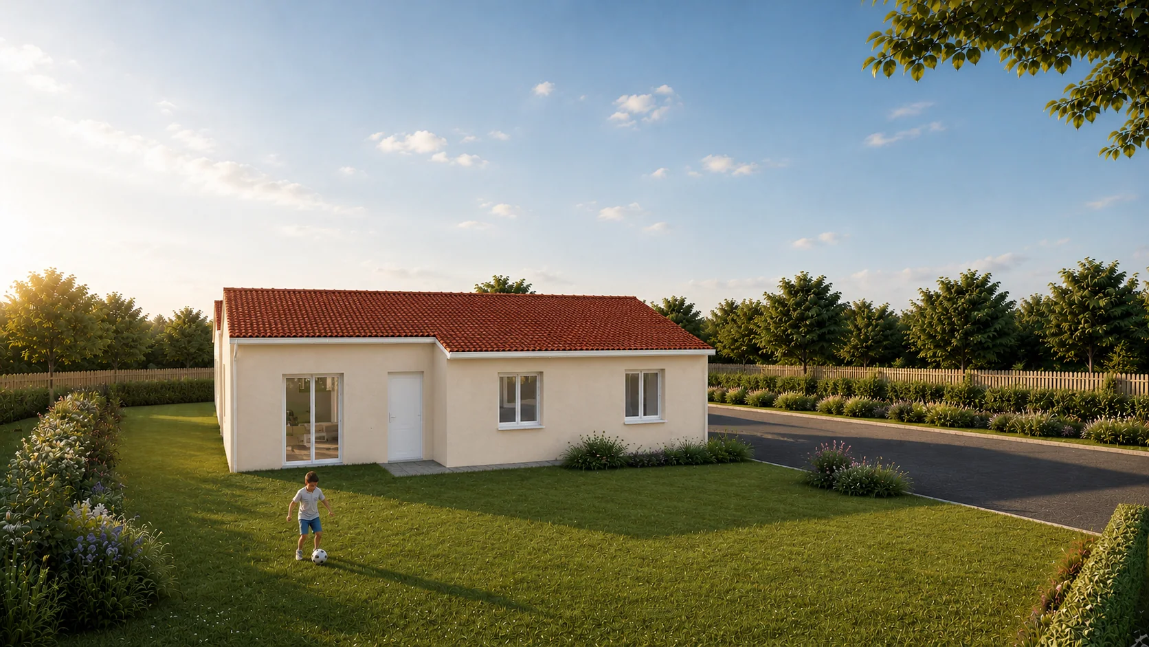 Façade jardin projetée du lot 2 Rue de la Pégou