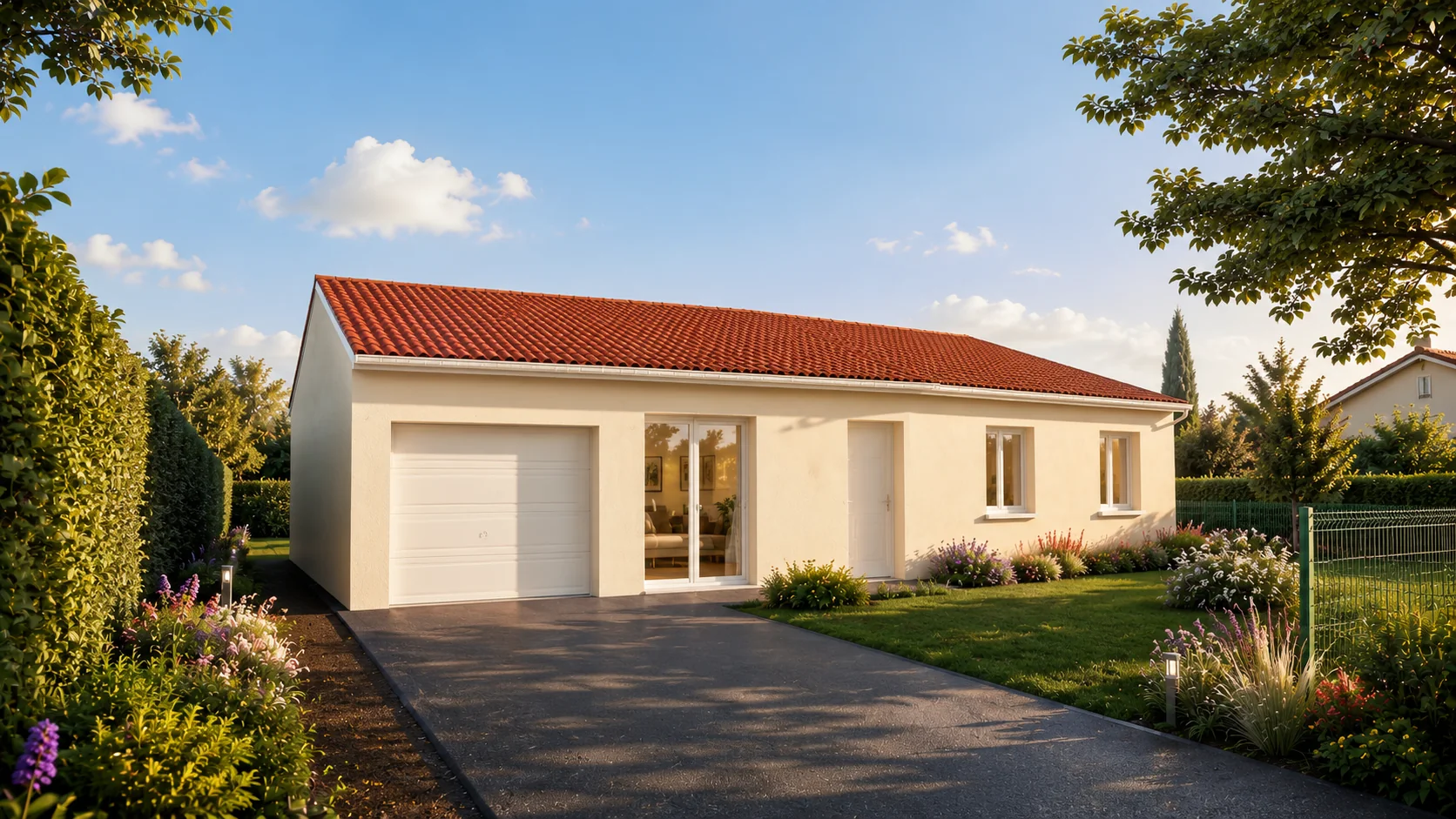 Façade et garage projetés du lot 3 Rue de la Pégou