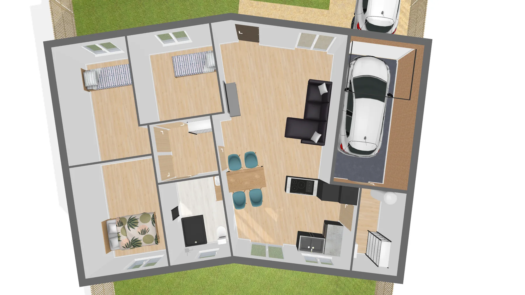 Vue 3D meublée de la maison du lot 3